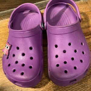 Purple Crocs size J3, minimal wear